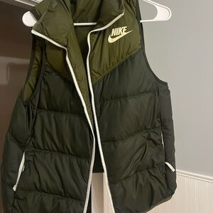reversible green nike puffer vest